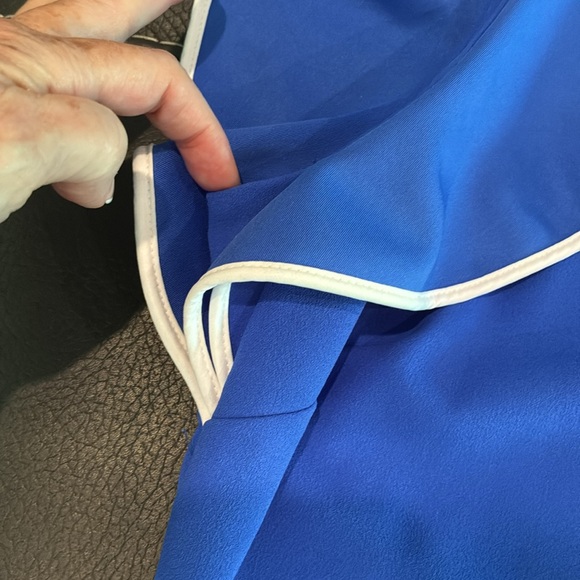 Tommy Hilfiger Sz 14 flutter sleeve sheath dress cobalt blue white trim - Picture 6 of 12